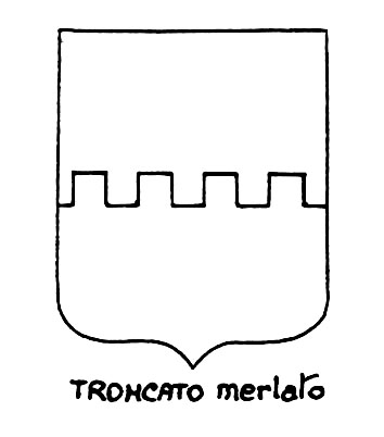 Image of the heraldic term: Troncato merlato